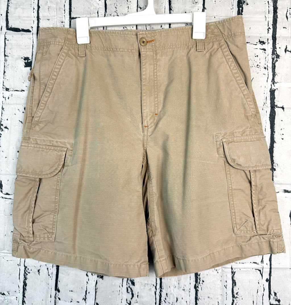LL Bean Natural Fit Cargo Short Mens Size 38 Khaki Brown Tan 9 Inch Inseam