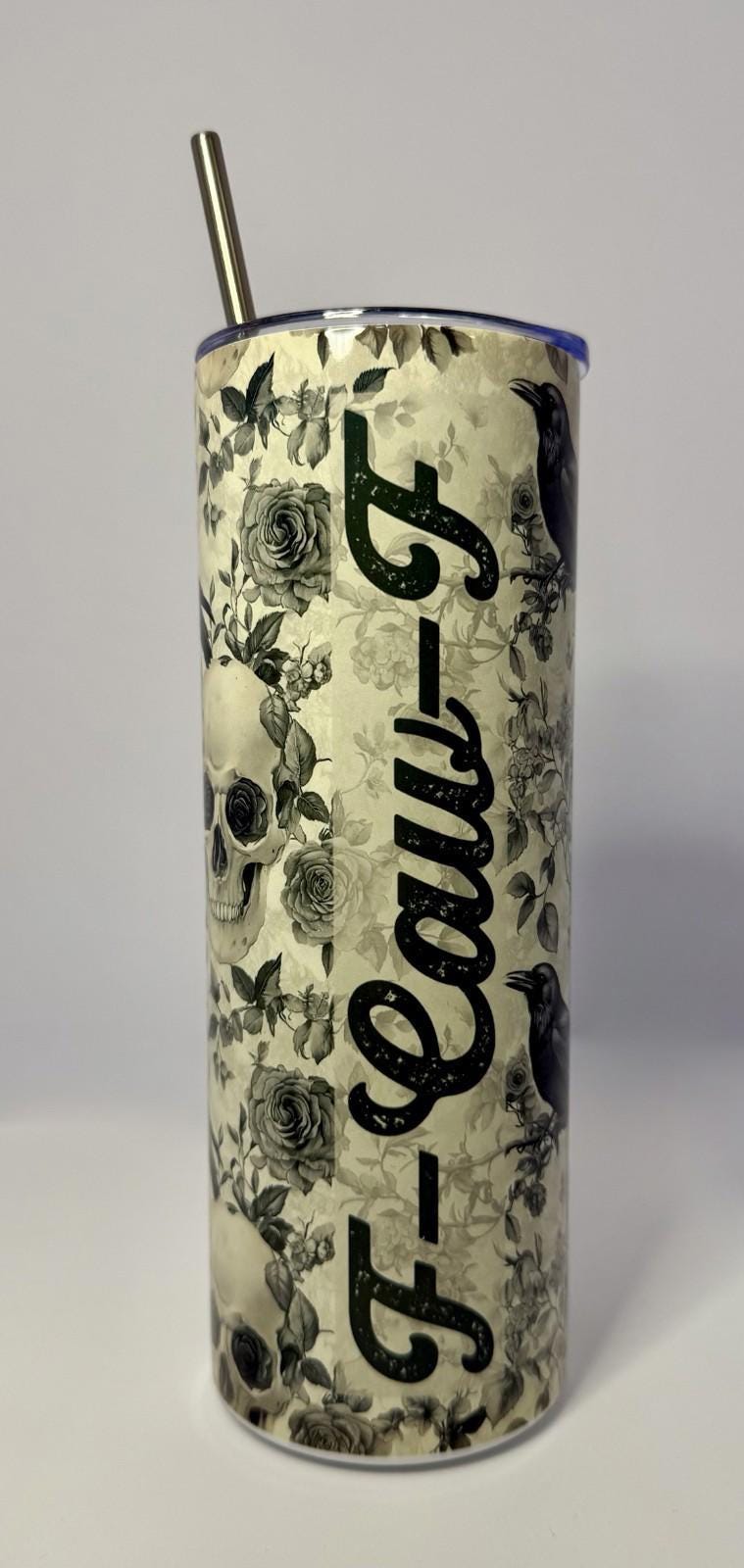 20 oz F-Caw-F Stainless Steel Tumbler with Lid, Straw