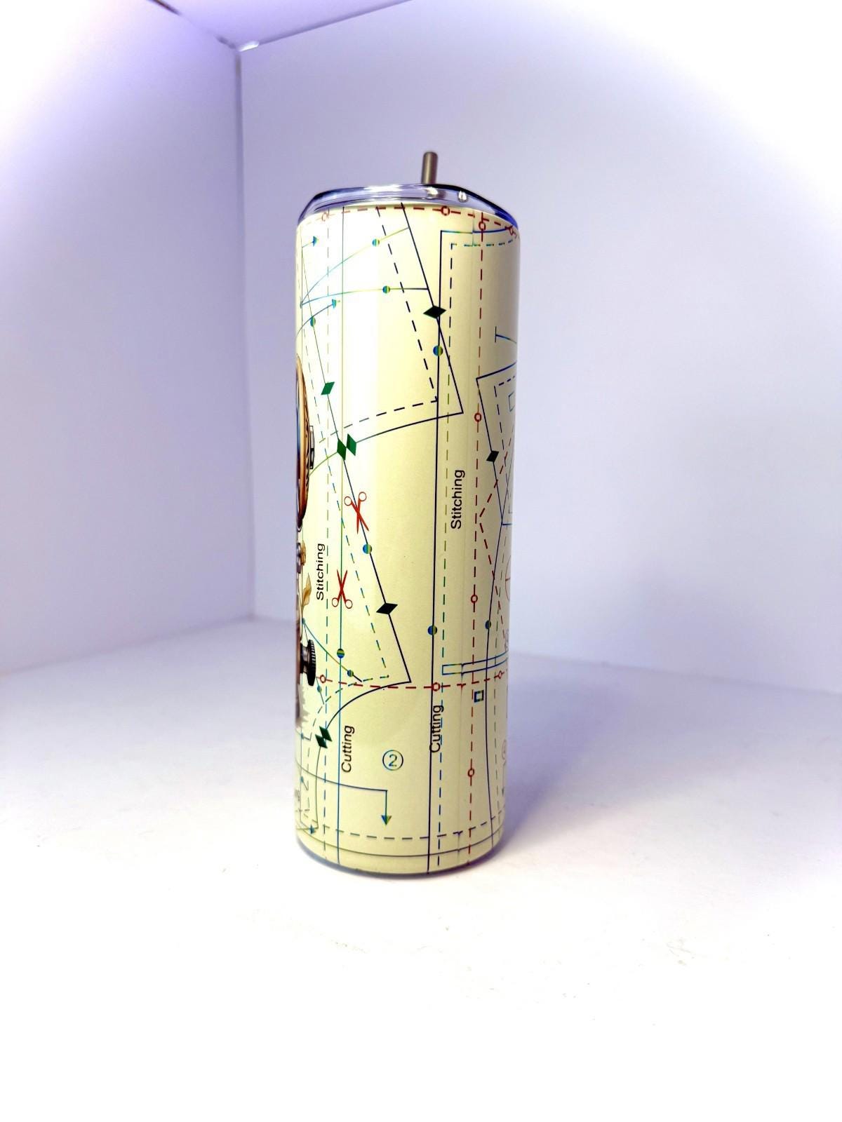 20 oz Crafting Sewing Stainless Steel Tumbler with Lid, Straw