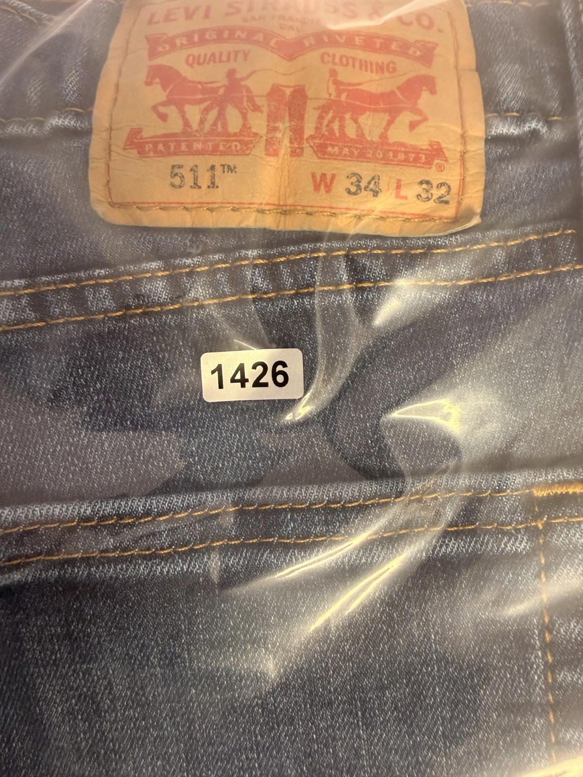 Levis 511 Blue Jeans Mens Size 34 x 32 Slim Straight Fit Cotton Blend Denim