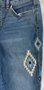 Chaps Jeans Madden Straight Leg Womens 4 Blue Mid Rise Embroidered