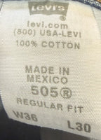 Levis Vintage Mens 505 Regular Fit Jeans 36x30 Straight Leg Light Wash Denim