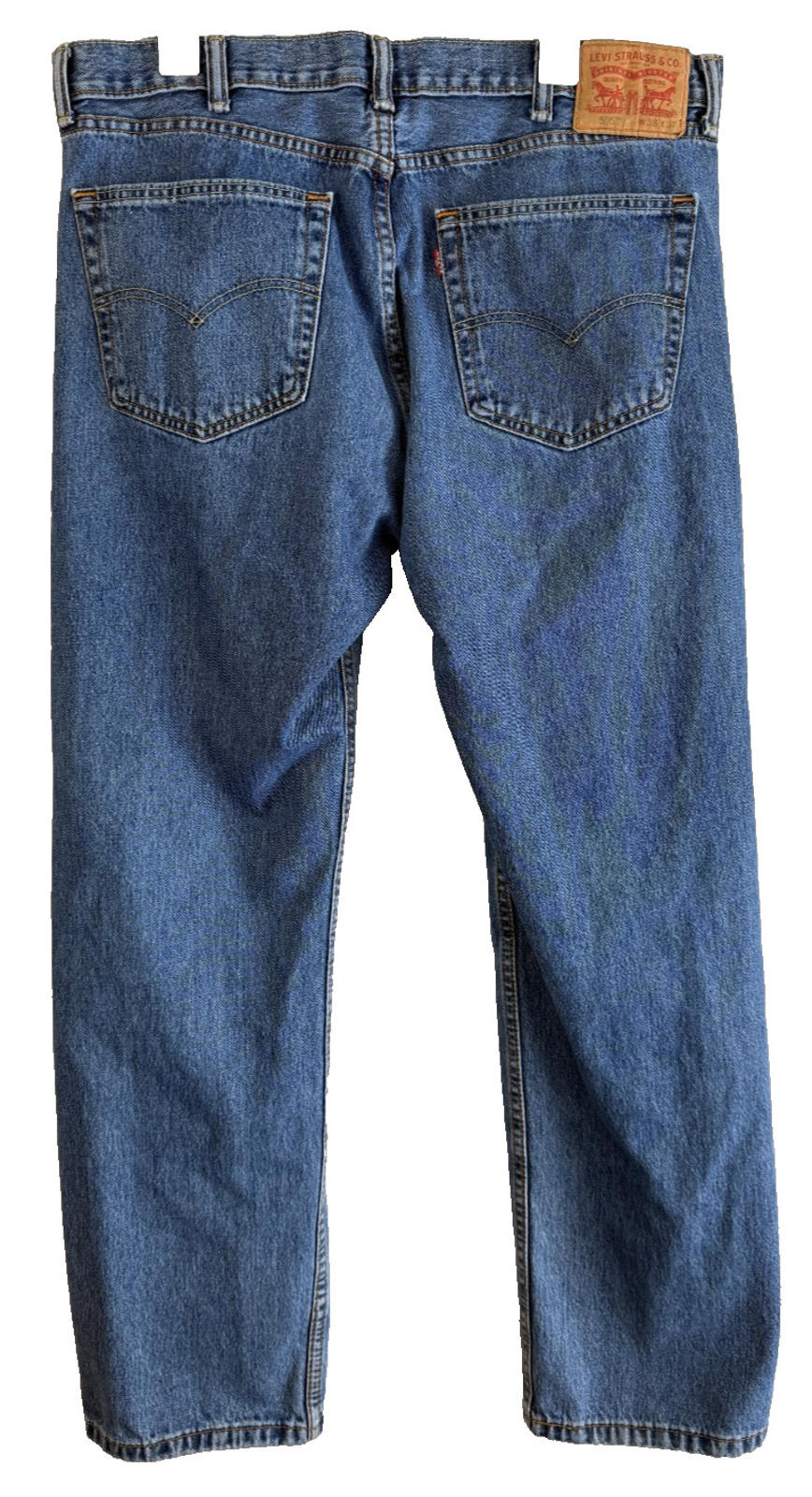 Levis Jeans Mens 38x32 Blue 505 Regular Fit Straight Leg Cotton Denim Casual