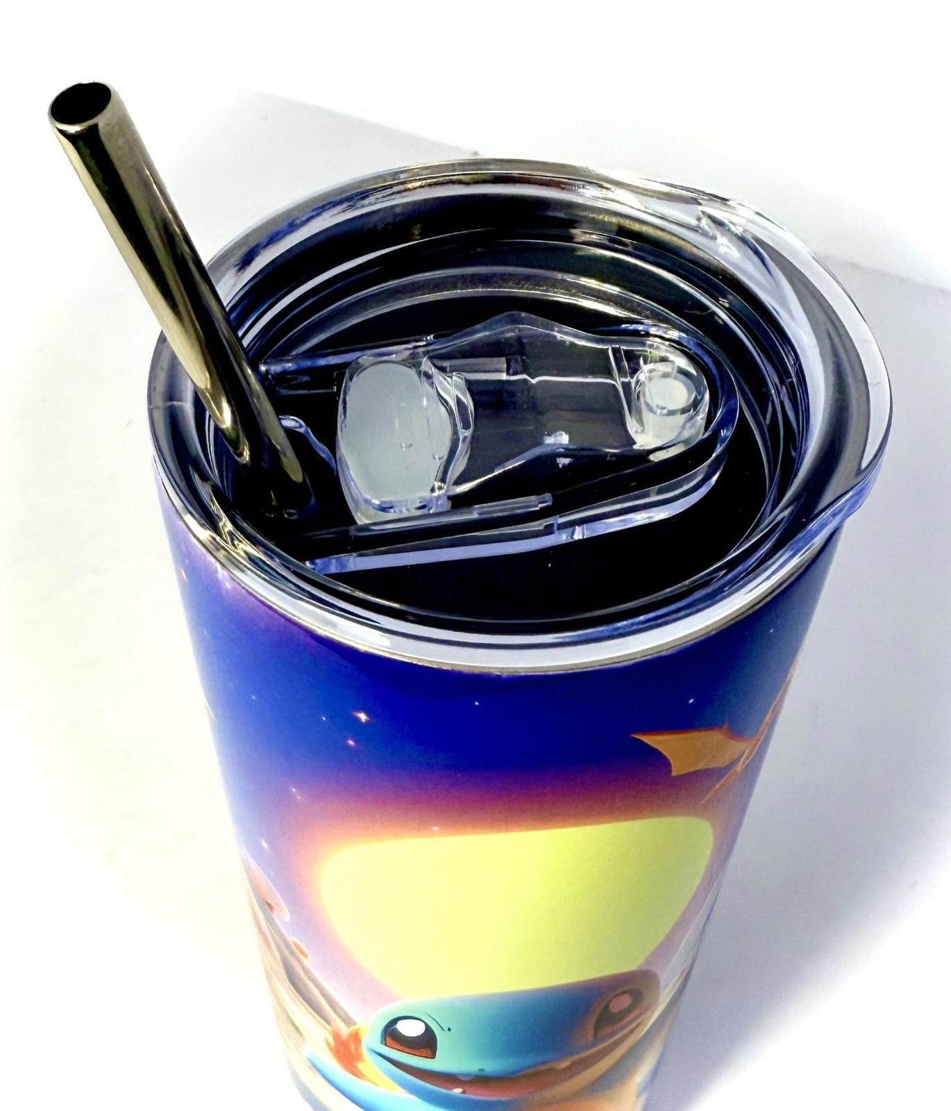 20 oz Squirtle Stainless Steel Tumbler with Lid, Straw ~ Pokemon