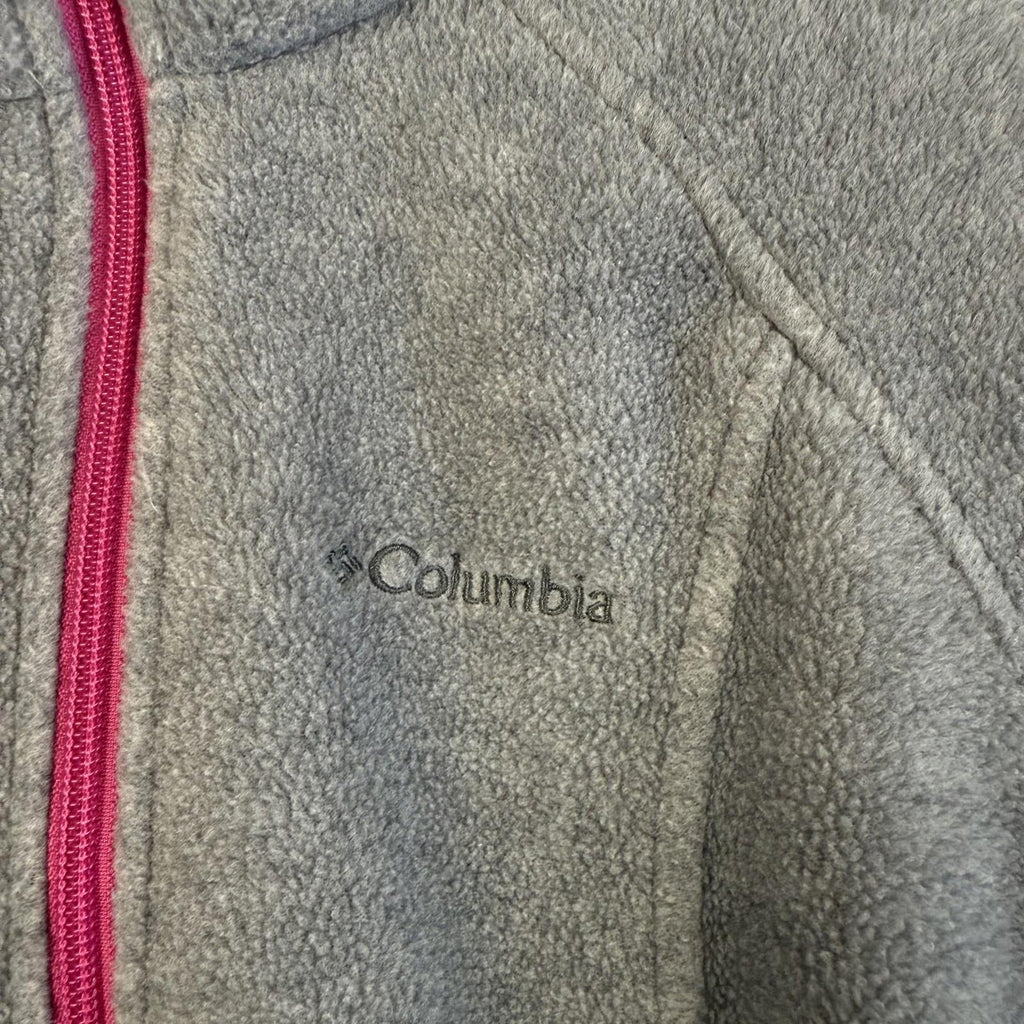 Columbia Jacket Womens Sz XS Gray Pink Accents Full Zip Pockets Fleece Outdoor