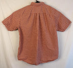 Eddie Bauer Shirt Men's L Orange Red Plaid Short Sleeve Button Up Relaxed Fit