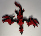 3D Printed Winged Dragon -PLA- Black and Red - 12 inches Long - Articulated