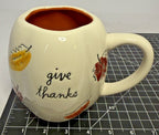Rae Dunn GIVE THANKS Coffee Mug Pottery Cup Autumn Fall Thanksgiving