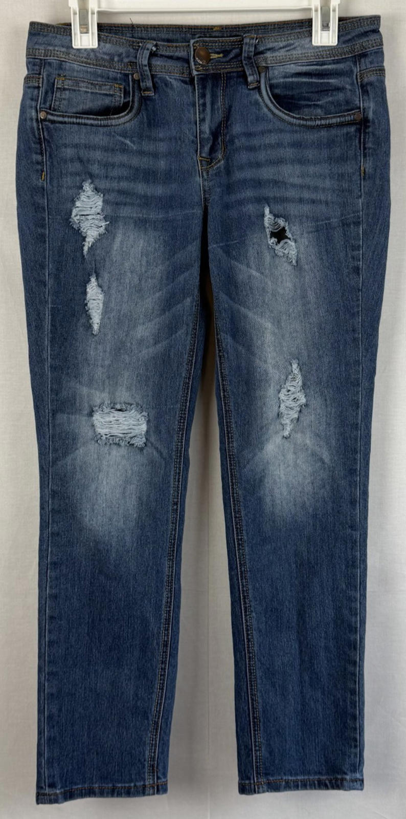 Dollhouse Jeans Womens 9 Blue Distressed Charley Skinny Fit Stretch Denim Pants