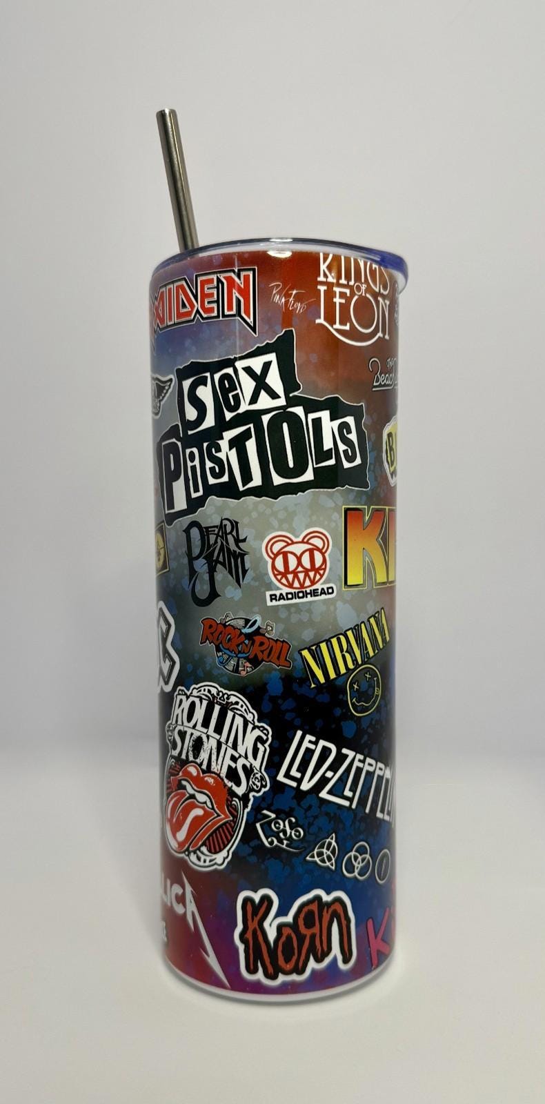 20 oz Rock Stickers Stainless Steel Tumbler with Lid, Straw