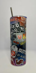 20 oz Rock Stickers Stainless Steel Tumbler with Lid, Straw
