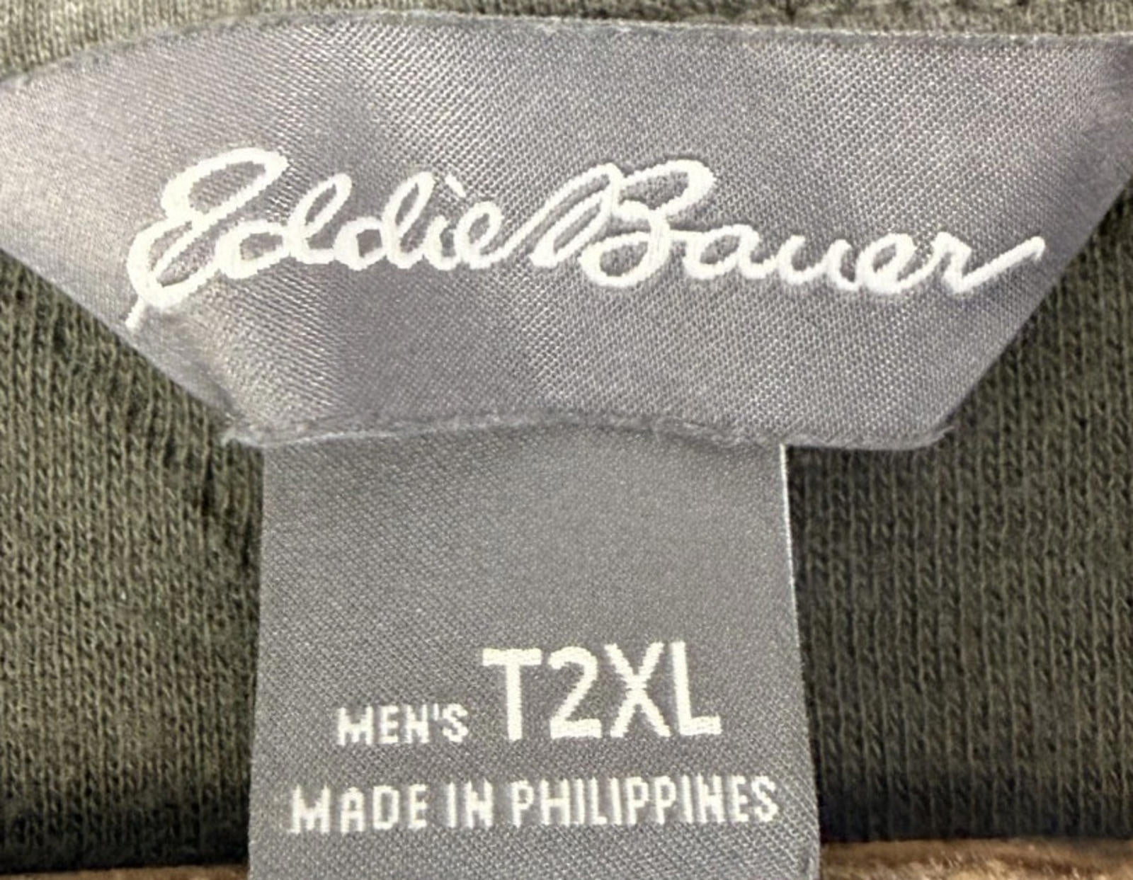 Eddie Bauer Mens Full Zip Hoodie T2XL Quilted Green