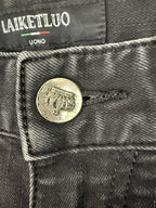 Laiketluo Mens Jeans Sz 31 Black - Metal Logo - Italy Design - Embroidered