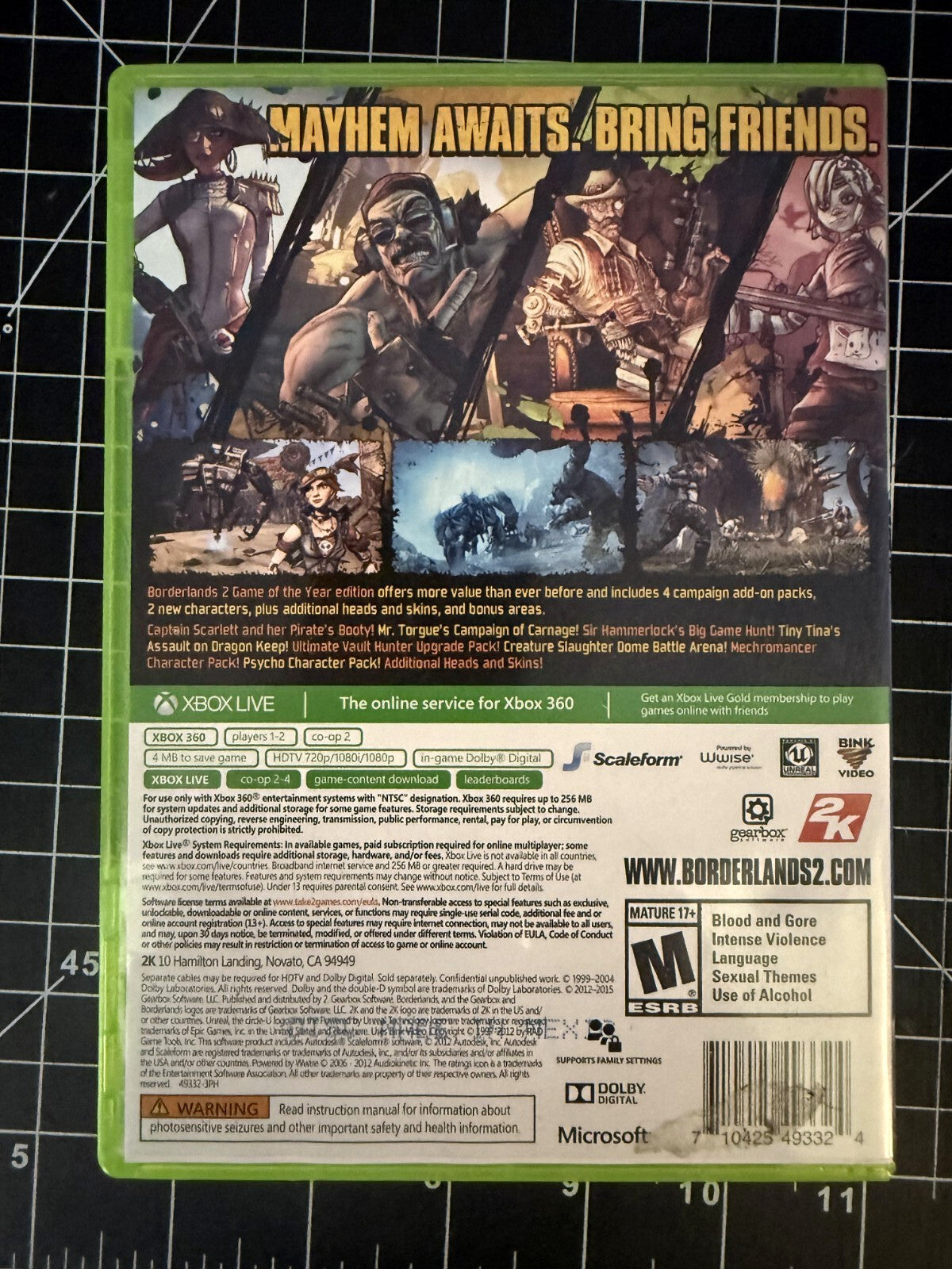 Borderlands 2: Game Of The Year Edition (Microsoft Xbox 360) Complete CIB 2 Disc