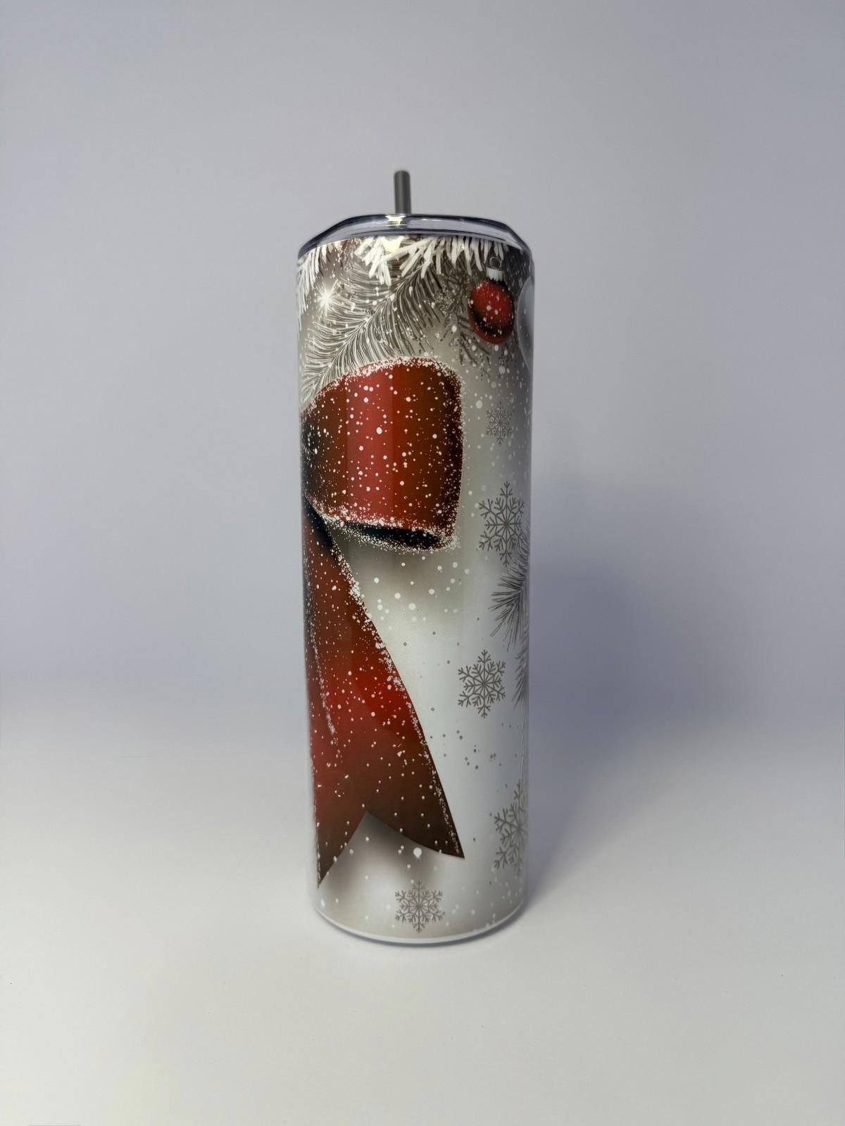 20 oz Christmas Bow Stainless Steel Tumbler with Lid, Straw