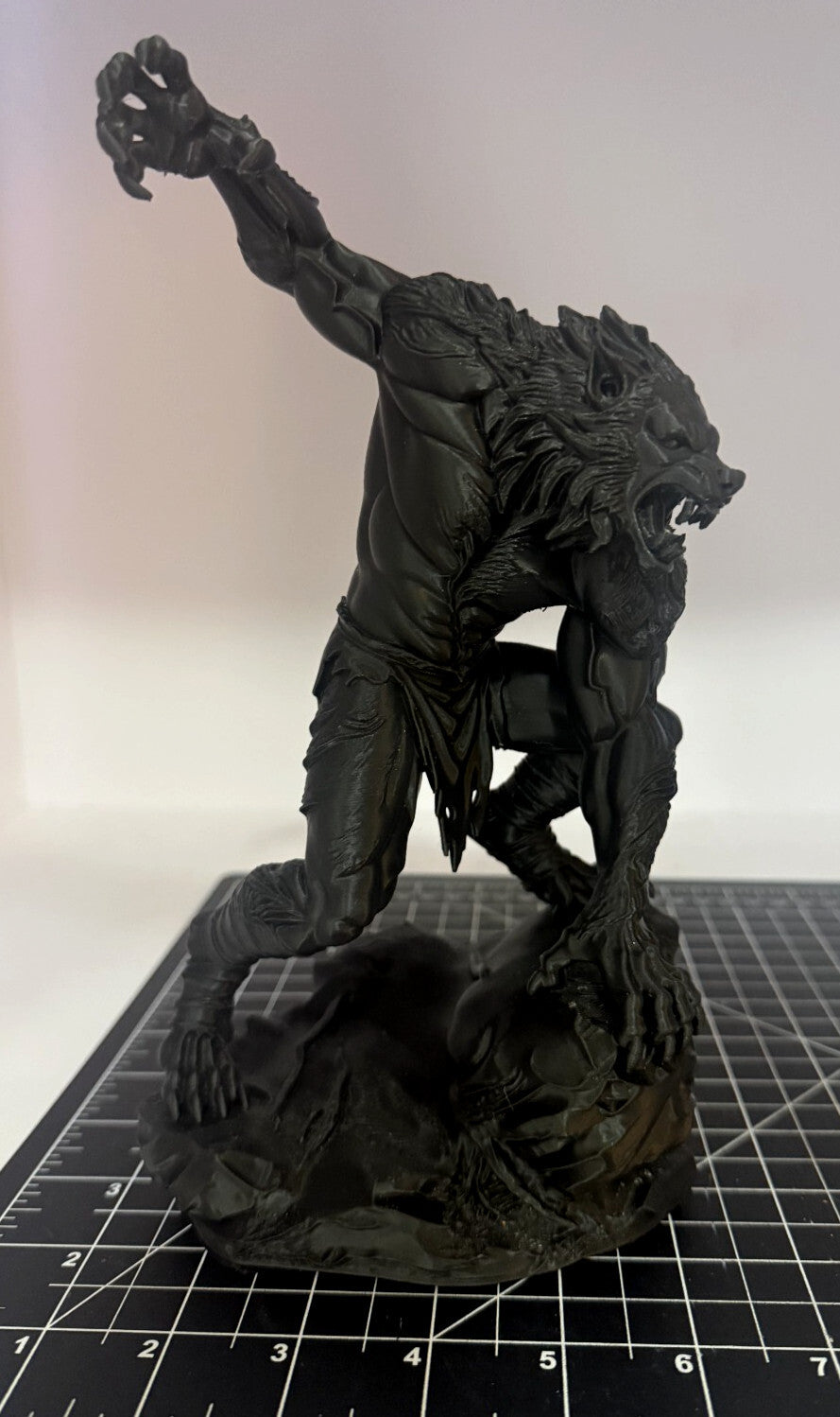 3D Printed Werewolf Statue - PLA - 8 in - Horror - Black - Detailed