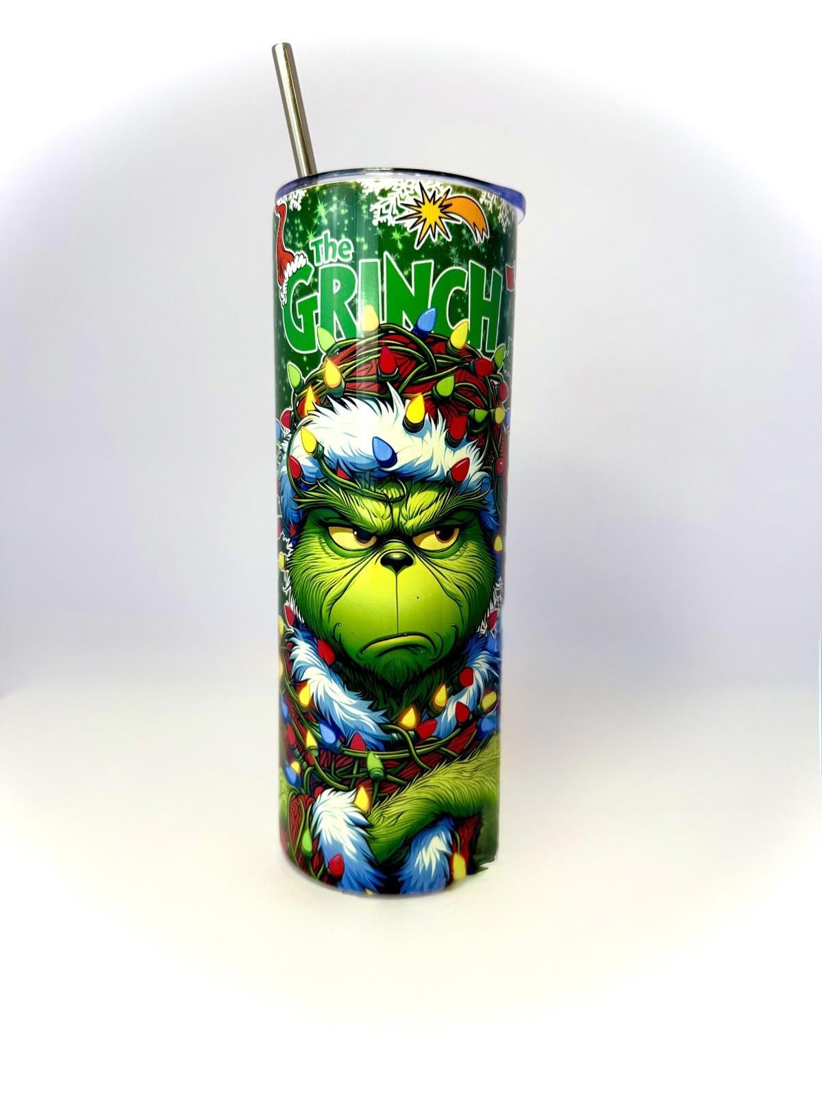20 oz The Grinch Stainless Steel Tumbler with Lid, Straw
