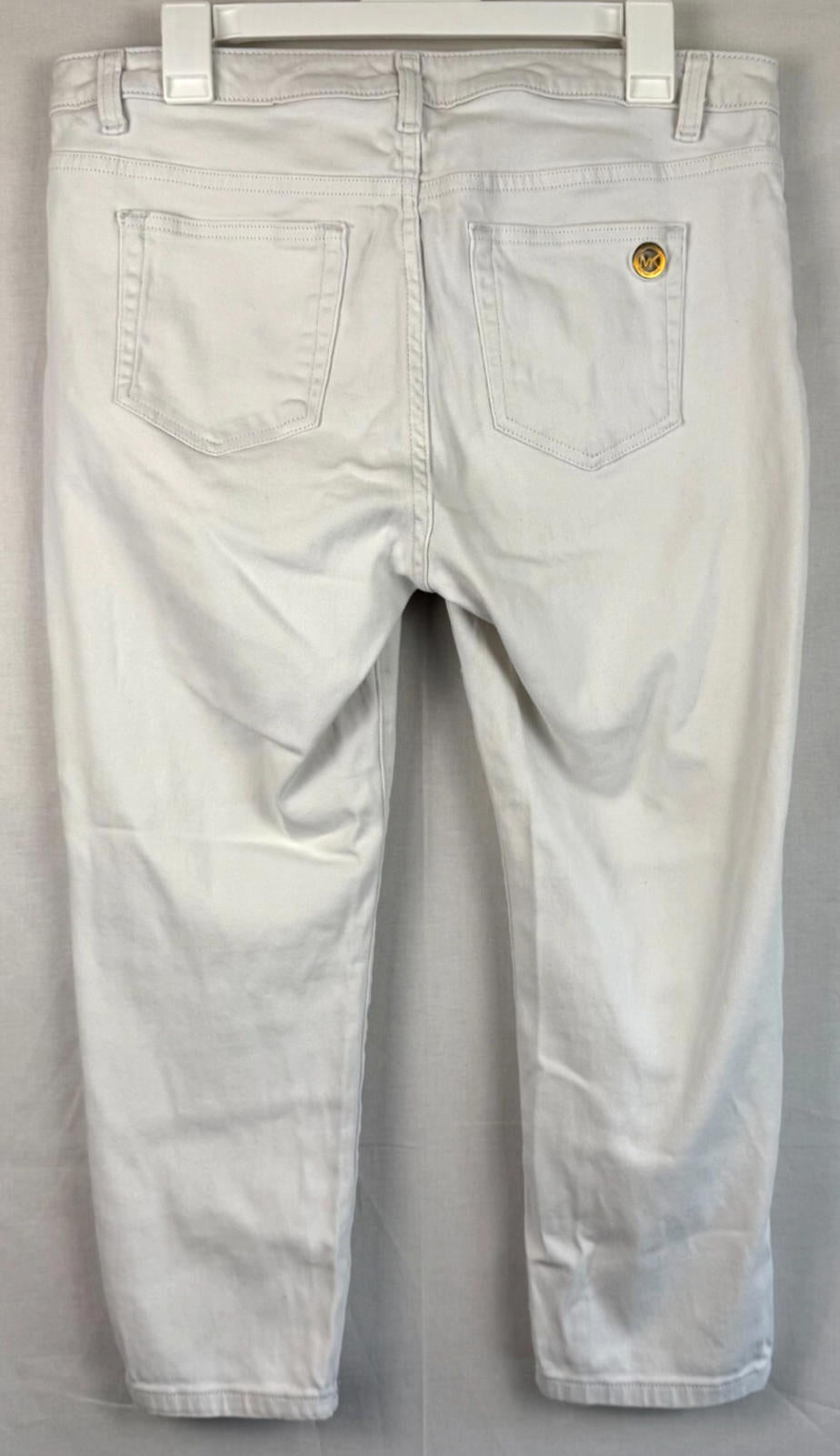 MICHAEL KORS Womens White Izzy Skinny Jeans - Size  Golden Logo