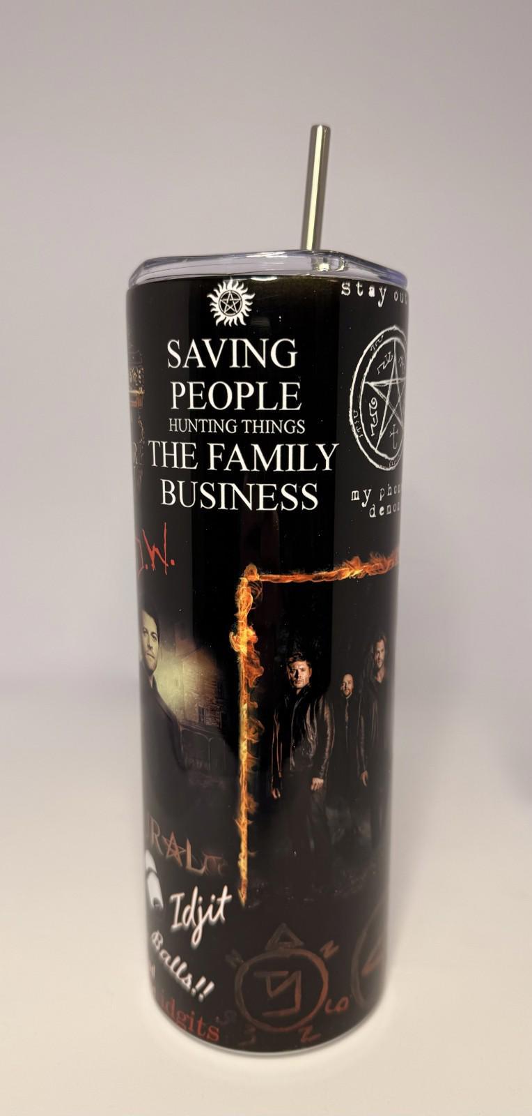 20 oz Supernatural Stainless Steel Tumbler with Lid, Straw
