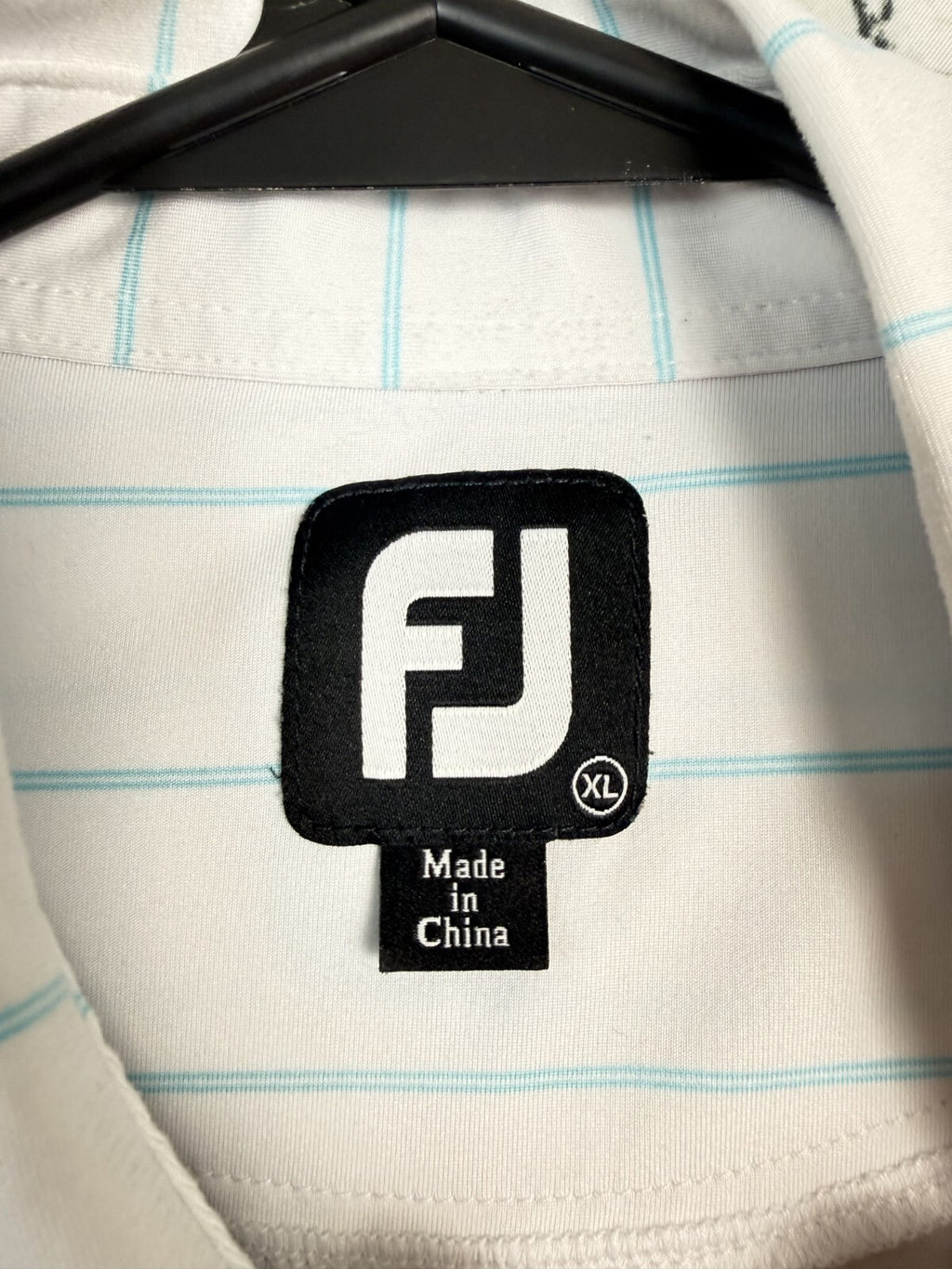 FJ FootJoy Polo Shirt Mens Size XL Light Blue Striped Casual Golf Short Sleeve