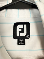 FJ FootJoy Polo Shirt Mens Size XL Light Blue Striped Casual Golf Short Sleeve
