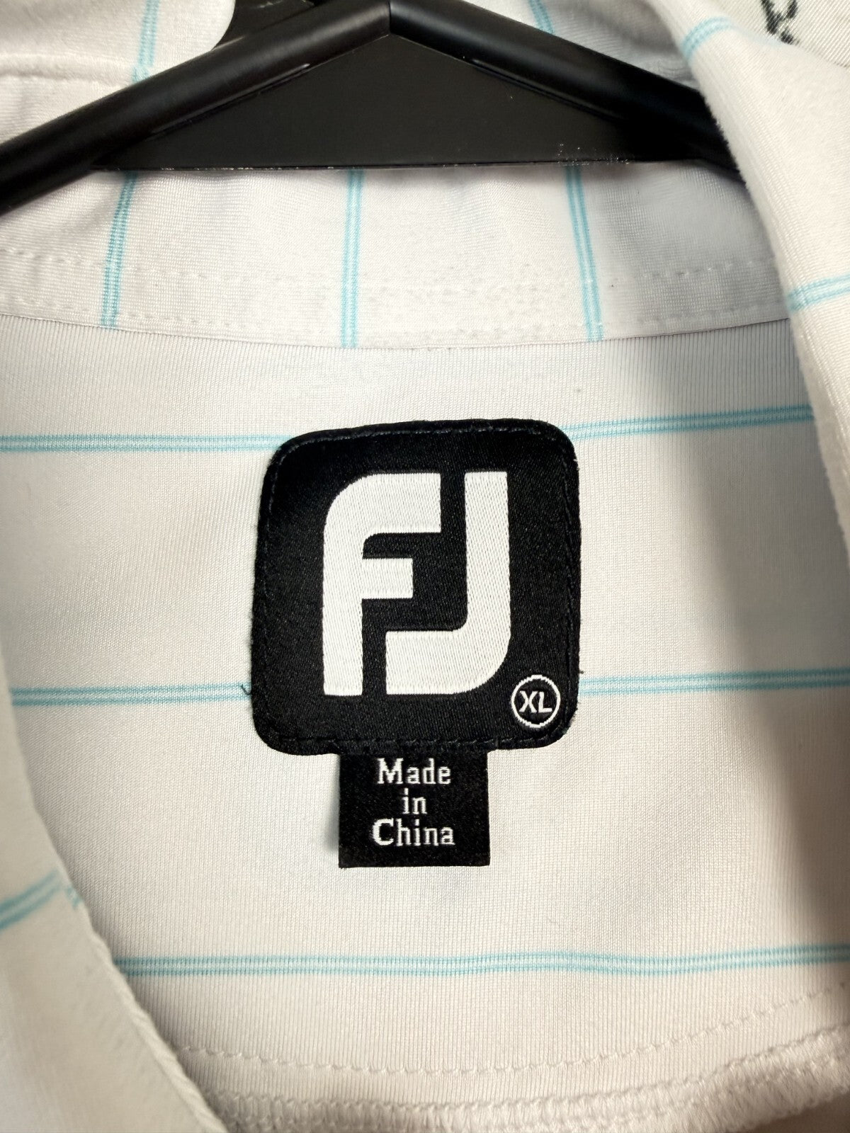 FJ FootJoy Polo Shirt Mens Size XL Light Blue Striped Casual Golf Short Sleeve