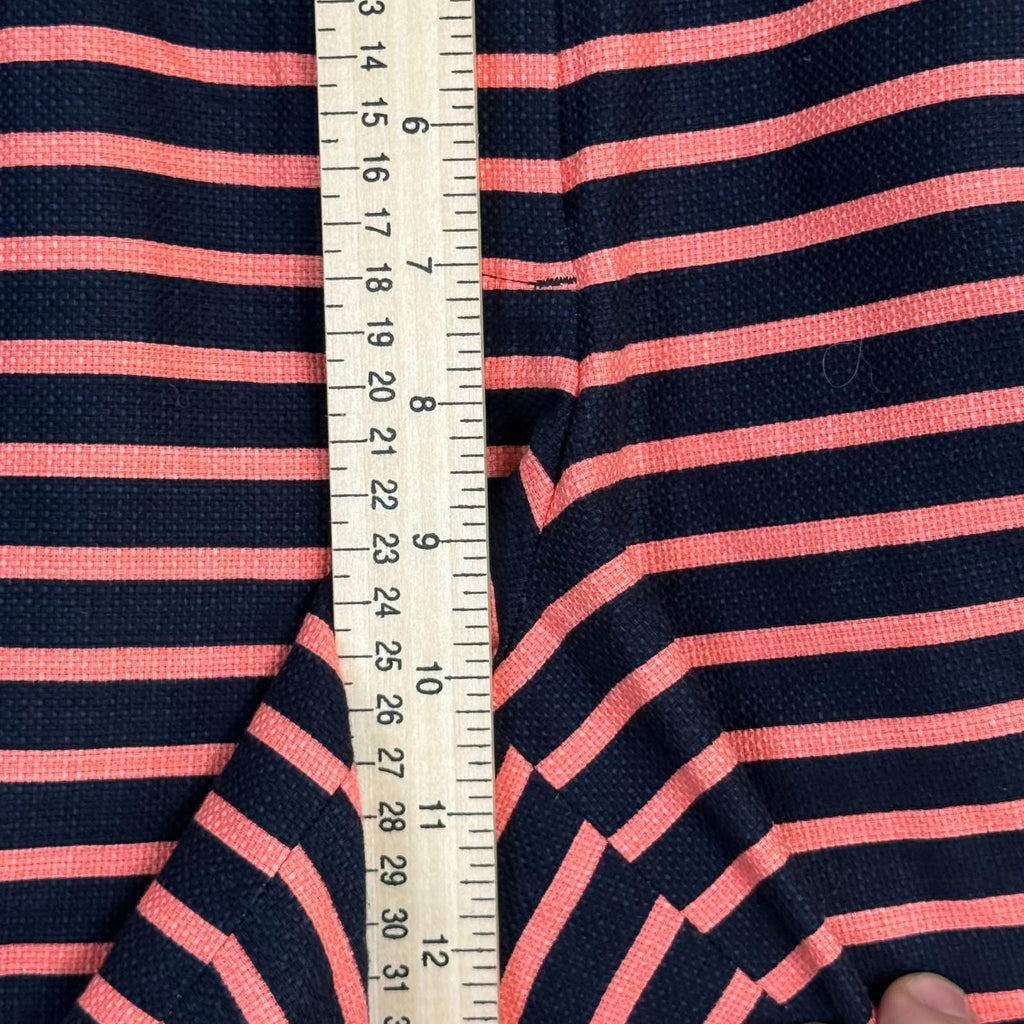 J Crew Striped Womens Shorts Size 4 Preppy Mid Rise 100% Cotton Dark Blue Coral