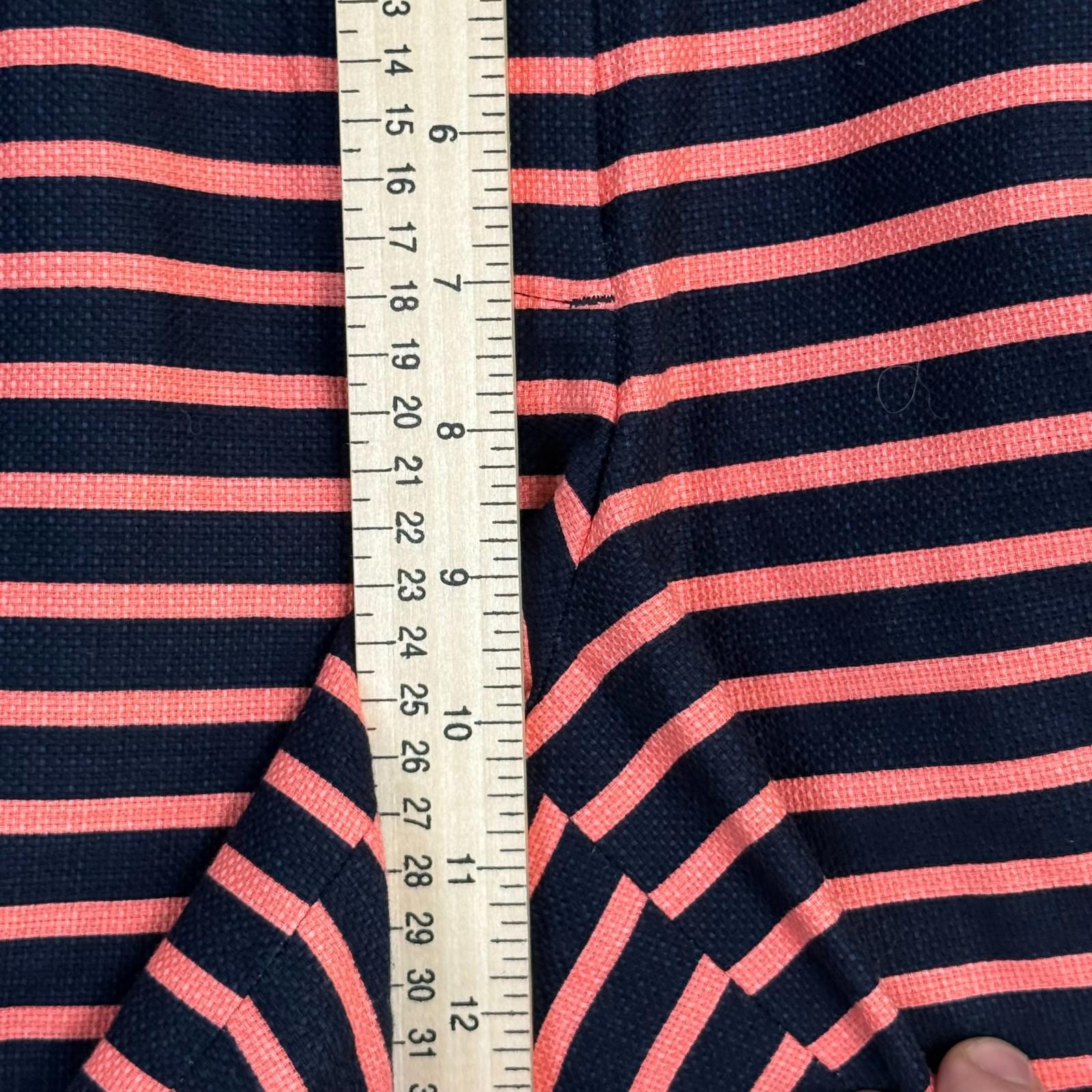 J Crew Striped Womens Shorts Size 4 Preppy Mid Rise 100% Cotton Dark Blue Coral