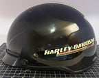 Harley-Davidson Racing Burnout Half Helmet Sz XXL Black Orange Stripe Skull Cap