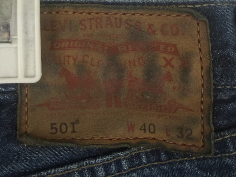 Vintage Levis 501 Jeans Mens 40x32 Blue Denim Button Fly Straight Leg