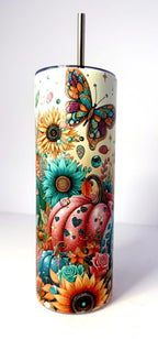 20 oz Girls Who Loves Fall Stainless Steel Tumbler with Lid, Straw