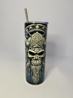 20 oz Viking Skull Stainless Steel Tumbler with Lid, Straw
