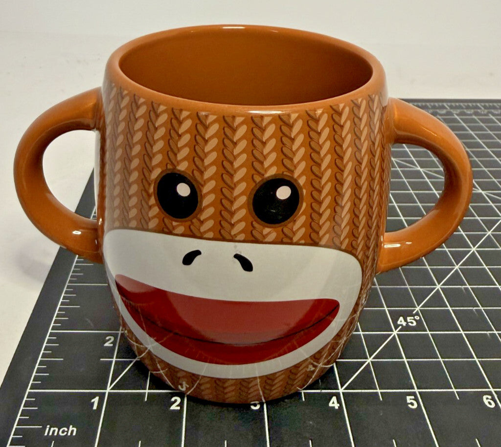 Galerie Sock Monkey 12 oz Ceramic Coffee Or Cocoa Mug With 2 Handles