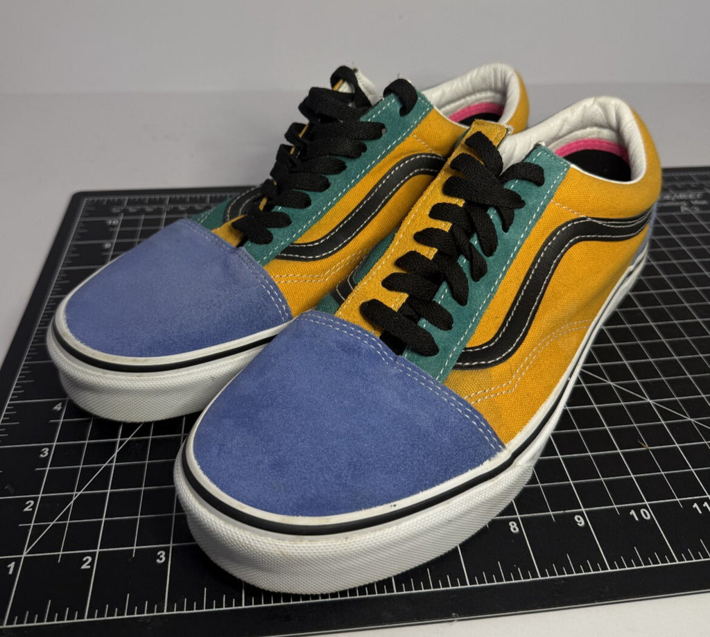VANS Old Skool Limited Edition ColorBlock Shoes Mens 9.5 Blue Green Yellow