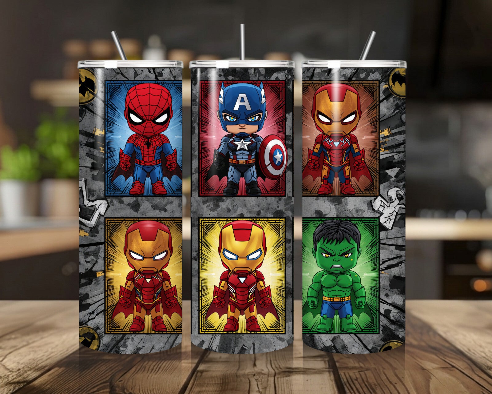 20 oz Superheros Stainless Steel Tumbler with Lid, Straw - Kids
