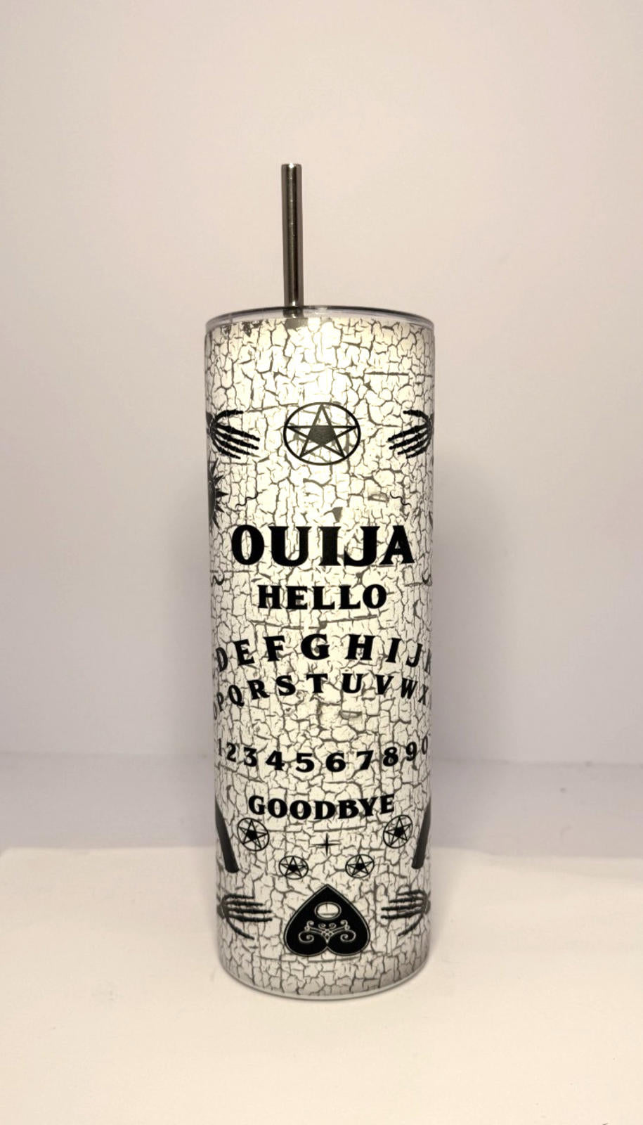 20 oz Ouija Board Glow in the Dark Stainless Steel Tumbler with Lid, Straw