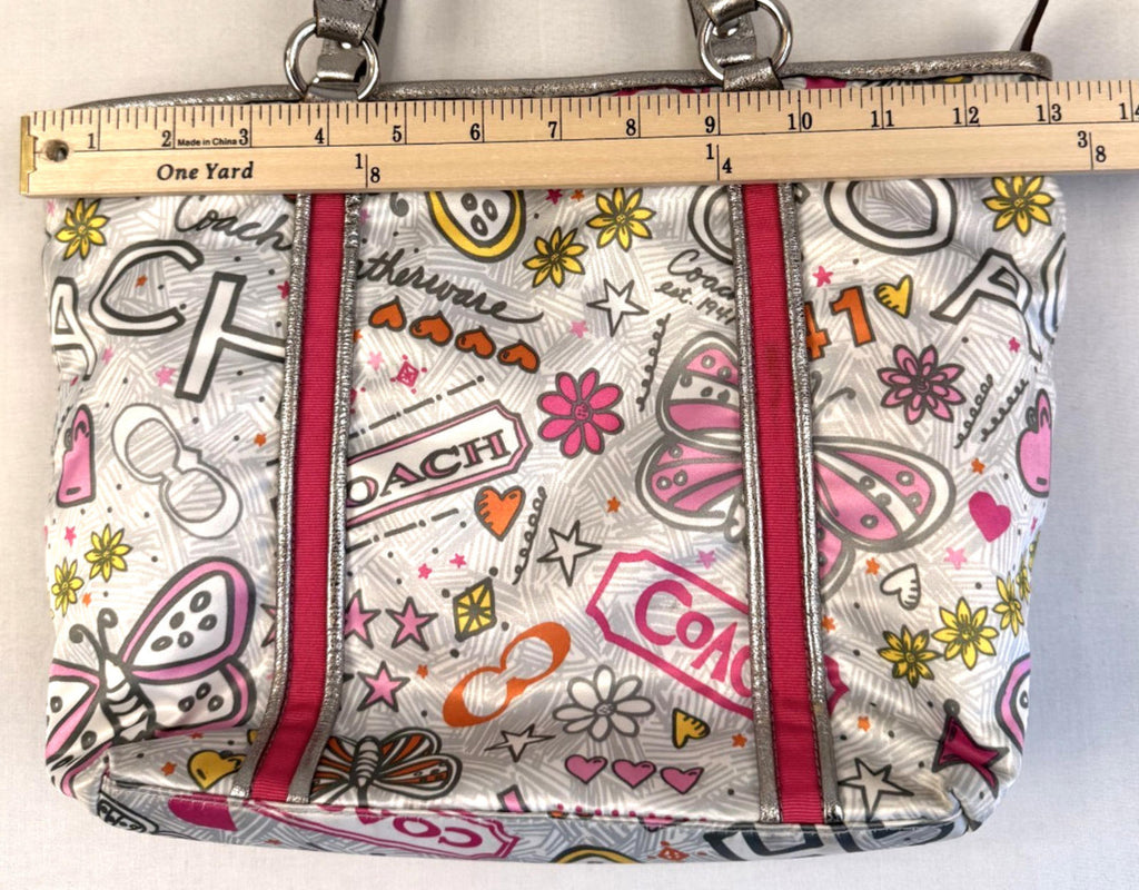 COACH Vintage Y2K Bandana Graffiti Butterfly Shoulder Bag Tote Purse F15712