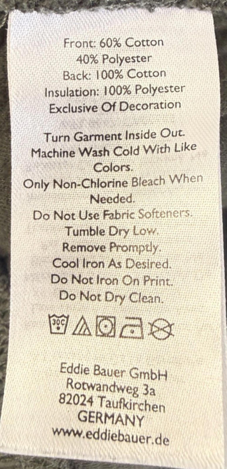 Eddie Bauer Mens Full Zip Hoodie T2XL Quilted Green