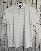 FJ FootJoy Polo Shirt Mens Size XL Light Blue Striped Casual Golf Short Sleeve
