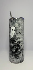 20 oz Ghost Flower Stainless Steel Tumbler with Lid, Straw