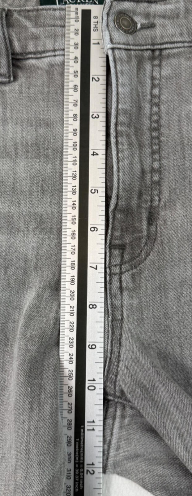 Lauren Ralph Lauren Womens Jeans Size 12 Short Gray Denim Straight Leg High Rise