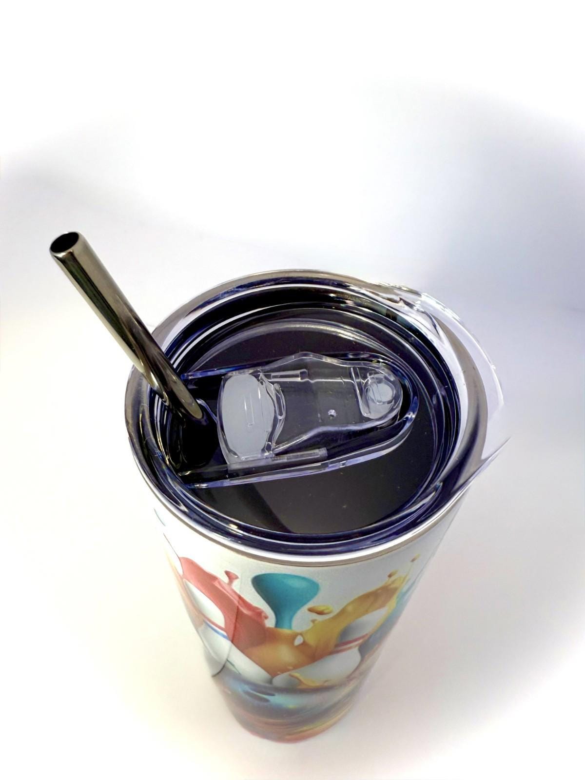 20 oz Color Splash Bowling Stainless Steel Tumbler with Lid, Straw