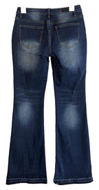 ☆ Flamingo Women's Low-Rise Bootcut Denim Jeans Size Small Blue Raw Hem