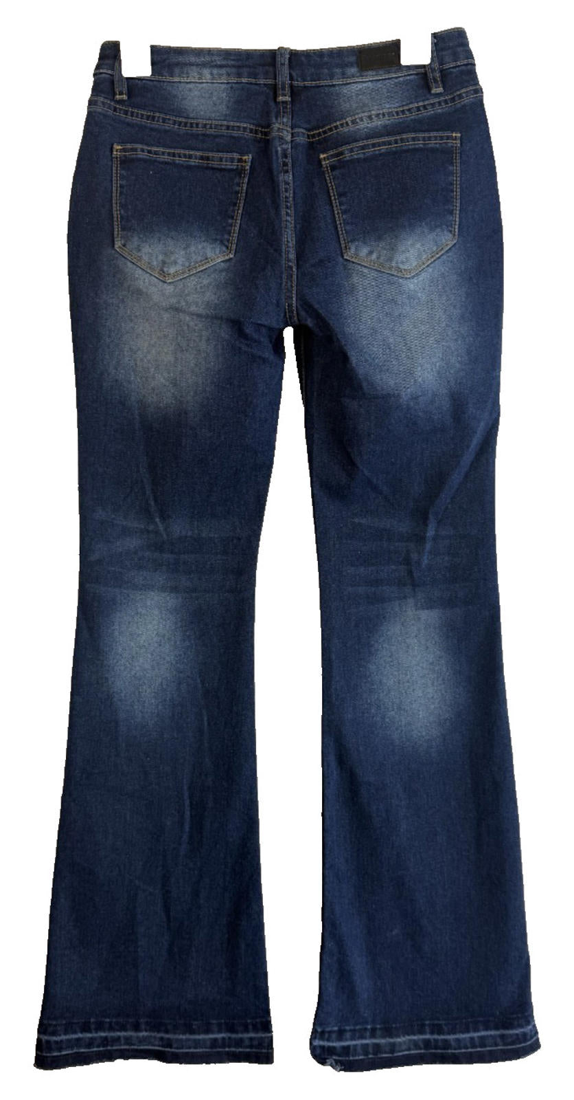 ☆ Flamingo Women's Low-Rise Bootcut Denim Jeans Size Small Blue Raw Hem