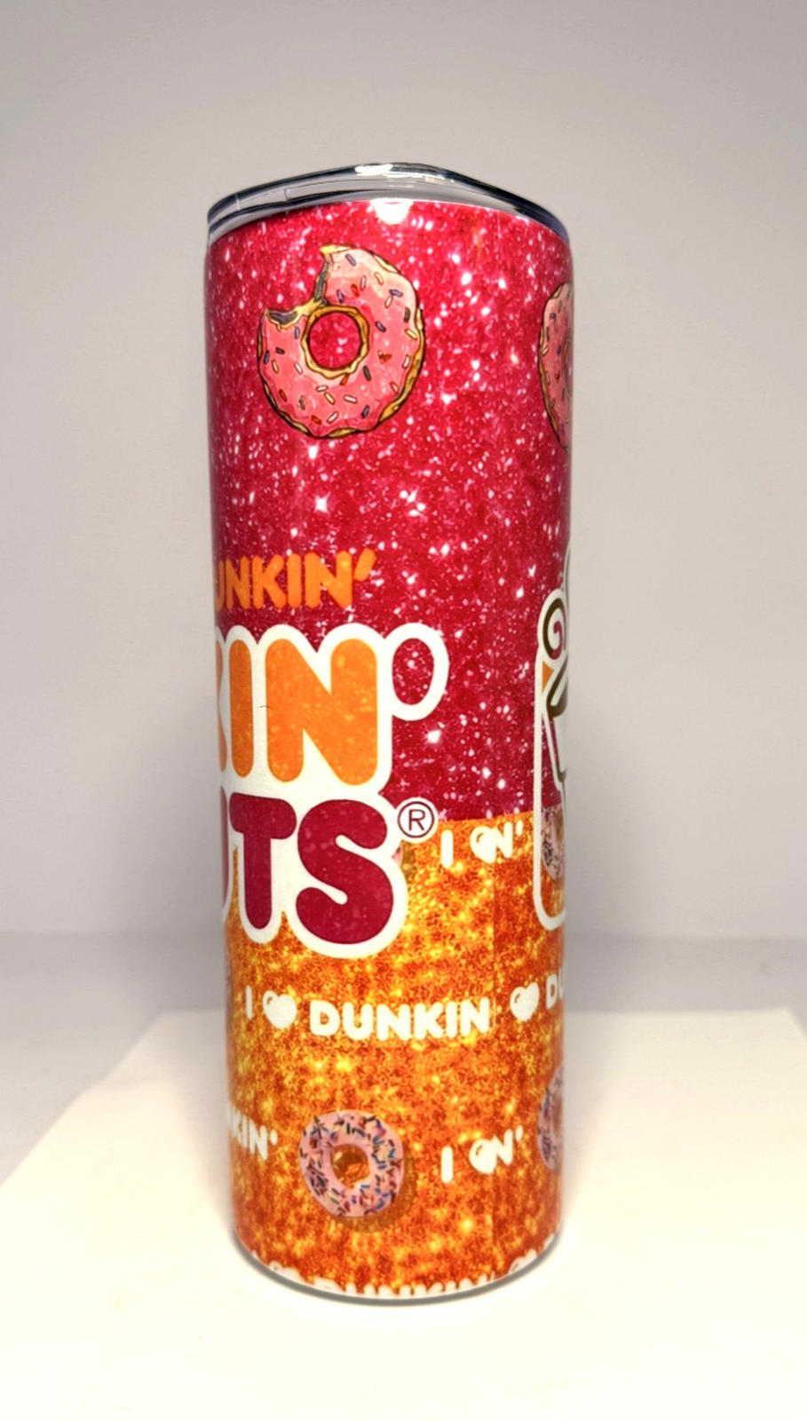 20 oz Dunkin Stainless Steel Tumbler with Lid, Straw - Glitter or Non-Glitter