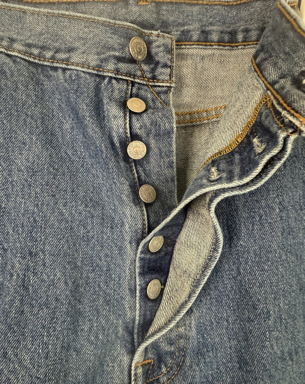 Levis 501 Jeans Mens 42x30 Blue Denim Button Fly Straight Leg