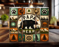 20 oz Papa Bear Stainless Steel Tumbler with Lid, Straw