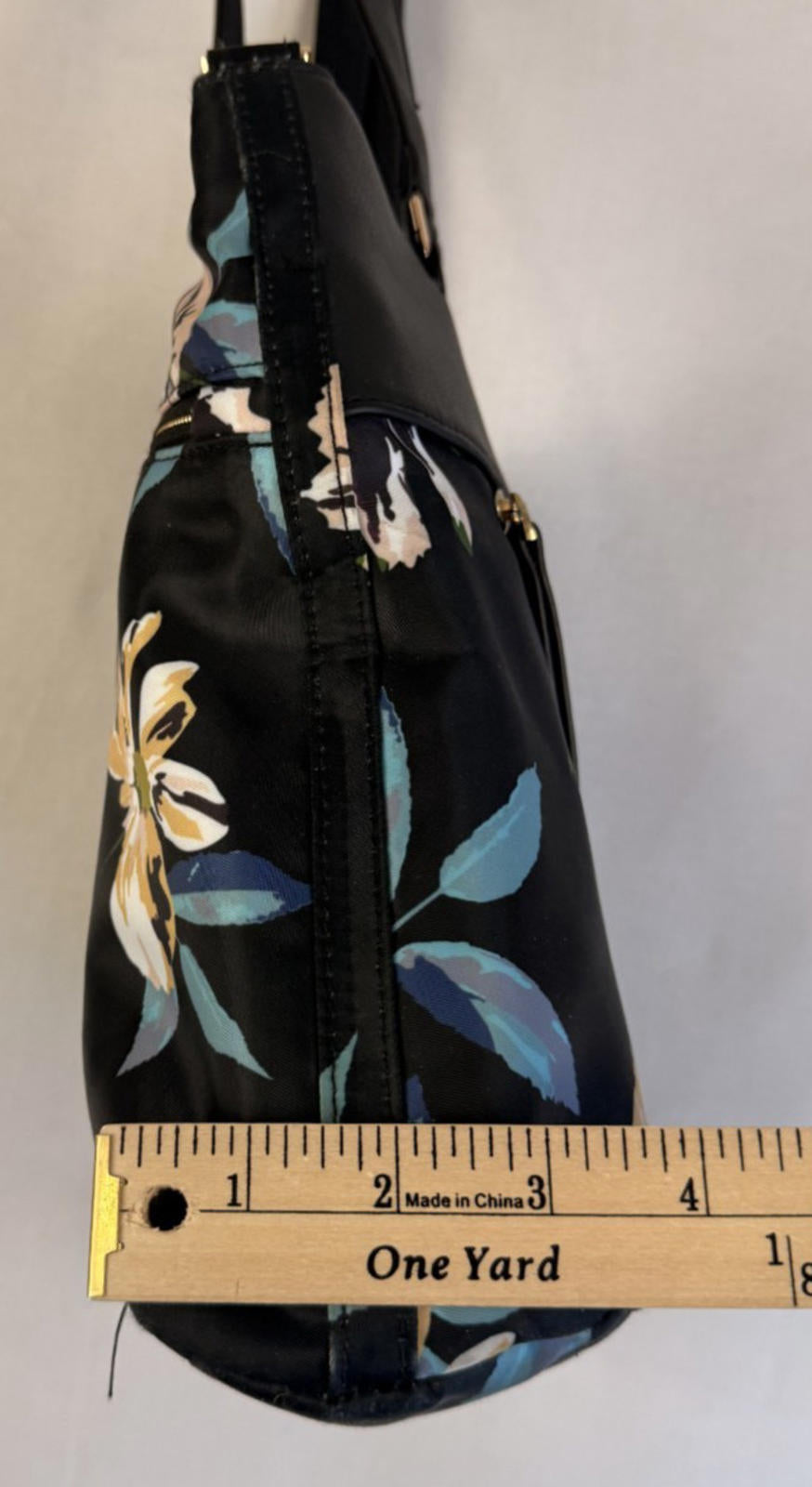 Travelon Anti Theft Addison Tote Bag Midnight Floral Travel 13x11x4  Black