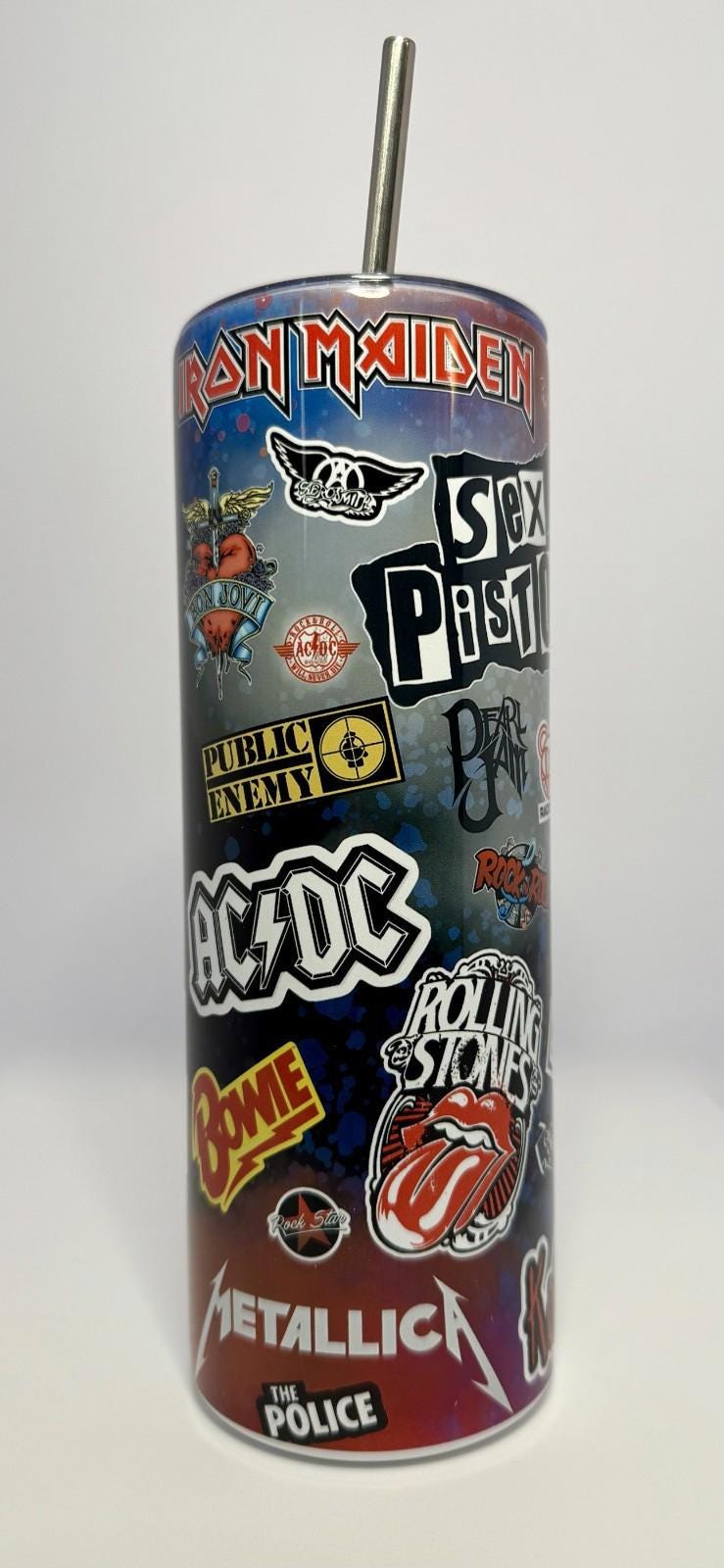20 oz Rock Stickers Stainless Steel Tumbler with Lid, Straw