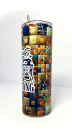 20 oz Quilting Stainless Steel Tumbler with Lid, Straw